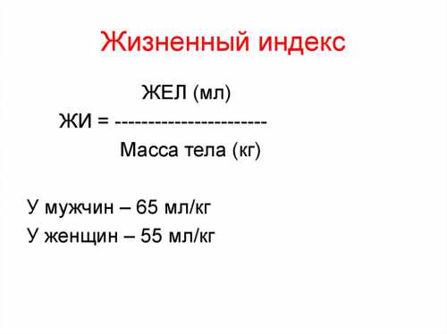 Жизненный индекс формула